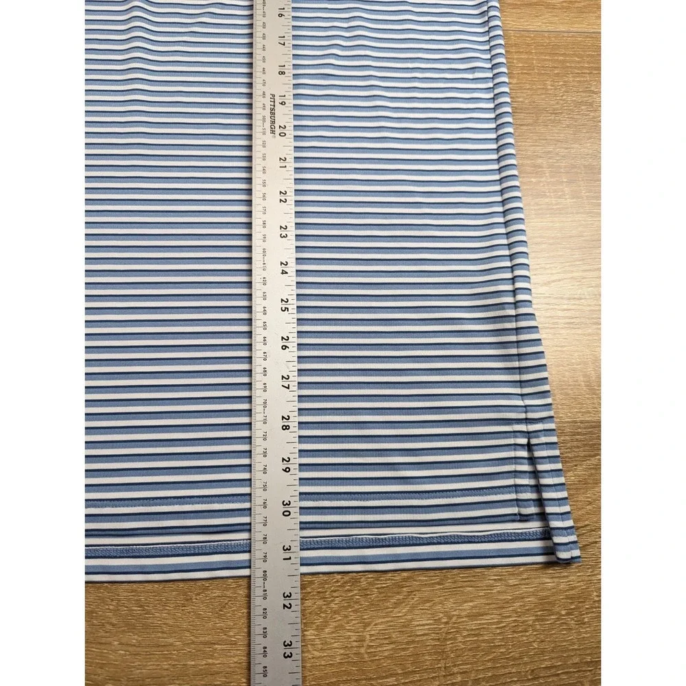 Greyson Men's Golf Performance Polo Shirt Large Blue Purple Wicking Striped